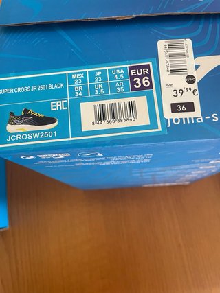 Zapatillas Joma Cross Talla 36 Negras y Verdes