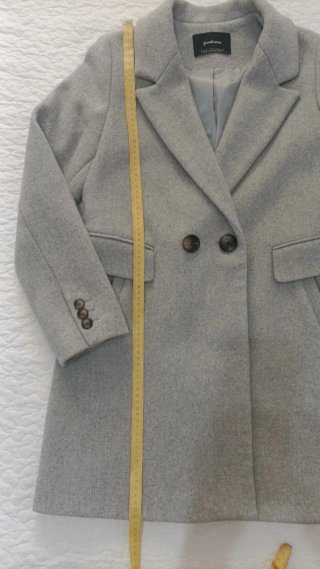 Abrigo Stradivarius Gris Doble Botonadura