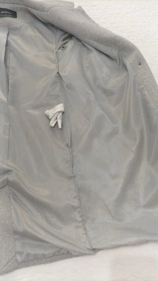 Abrigo Stradivarius Gris Doble Botonadura