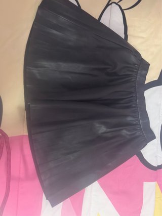 Falda polipiel niña negra talla 8