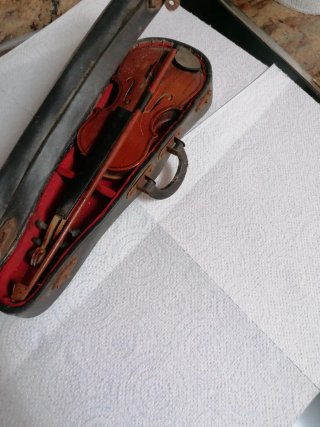 Mini violín vintage con estuche