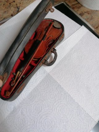 Mini violín vintage con estuche