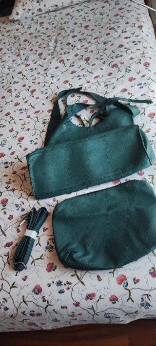 Borsa similpelle verde petrolio