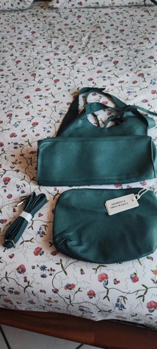 Borsa similpelle verde petrolio