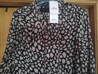 Vestido Niza negro y beige estampado