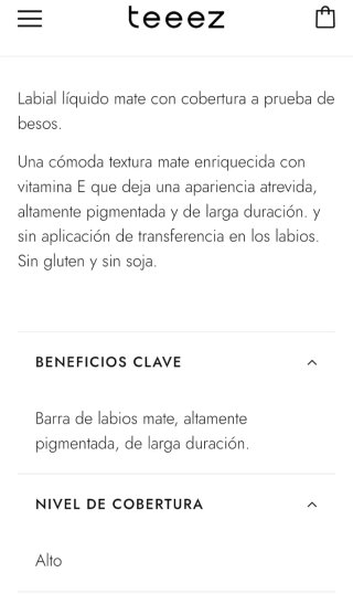 Barra labios Líquido Mate TEEEZ Sin Estrenar