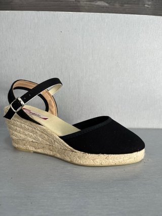 Sandalias cuña  7 cm negras talla 36