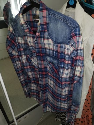 Camisa Zara cuadros denim Talla S