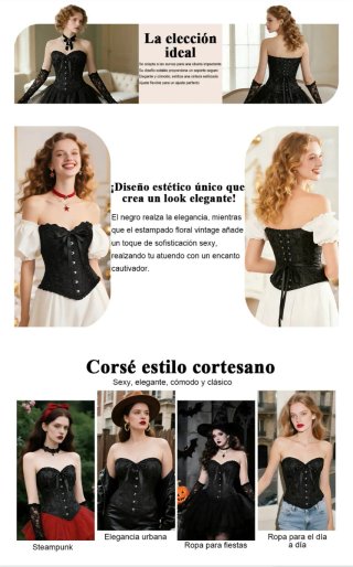 Corsé negro con encaje y lazos