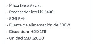ORDENADOR SOBREMESA INTEL I5