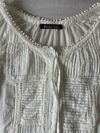 Blusa Massimo Dutti Blanca Manga Francesa