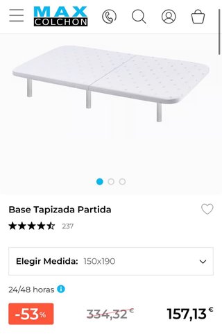 Base Tapizada Partida MAX COLCHON 150x190