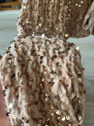 Blusa lentejuelas beige y dorada