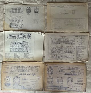 Copias antiguas de planos locomotoras y vagones