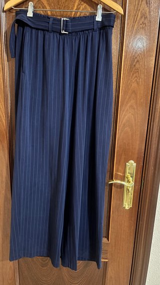Pantalón palazzo rayas azul