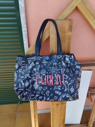 Bolso shopper Desigual negro y rojo