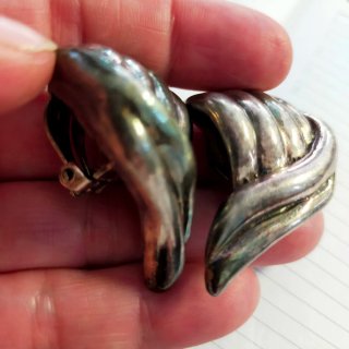 Pendientes pinza plata vintage grandes