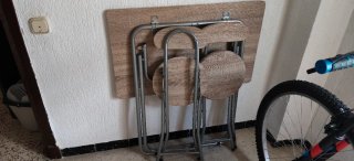 Mesa y 2 Sillas cocina metal y madera