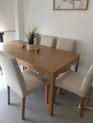 Mesa comedor 90x180 - 90x240 y 6 sillas madera.