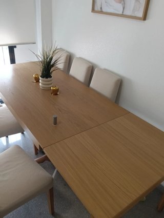 Mesa comedor 90x180 - 90x240 y 6 sillas madera.