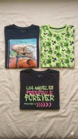 Pack 3 Camisetas Minecraft+Basquet+los angeles