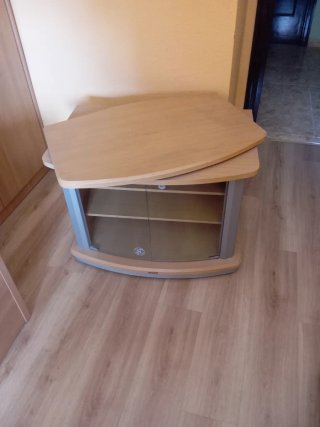 Mesa TV madera y cristal