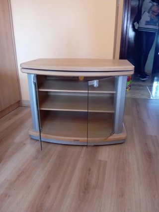Mesa TV madera y cristal