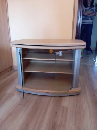 Mesa TV madera y cristal