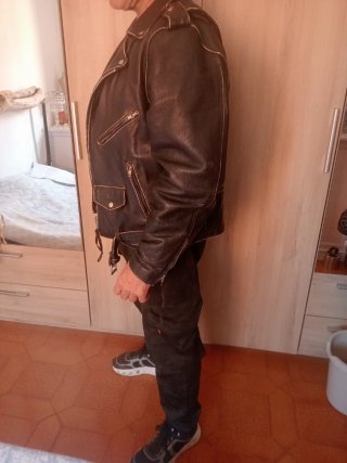 Cazadora de cuero negra para hombre