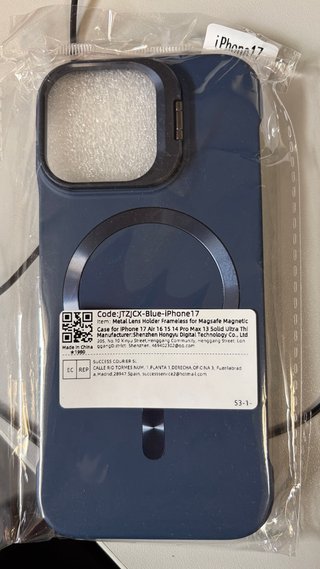 Funda iPhone 17 Azul Metal Lens Holder