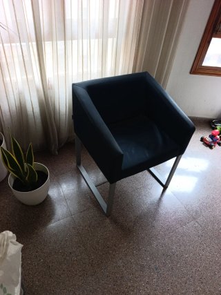 Sillónes Polipiel azul y gris