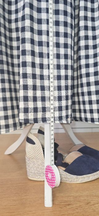 Falda cuadros vichy azul con bolsillos