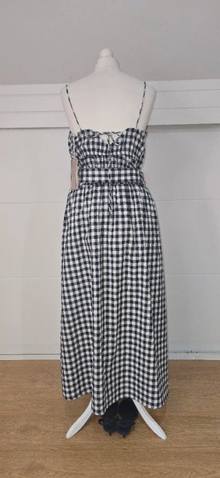 Falda cuadros vichy azul con bolsillos