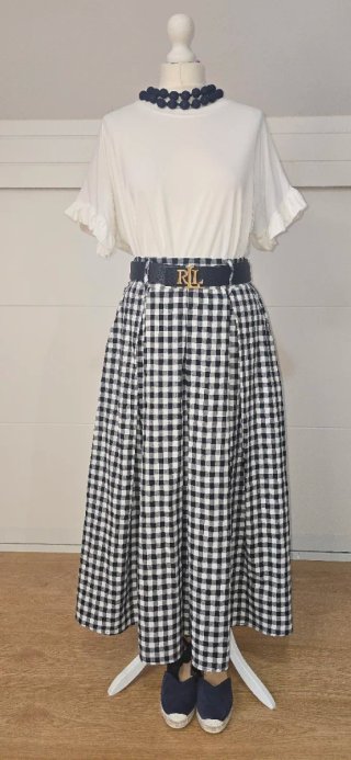 Falda cuadros vichy azul con bolsillos