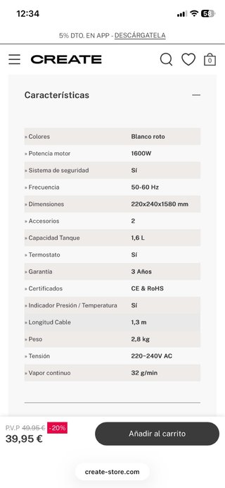 Plancha Vertical CREATE
