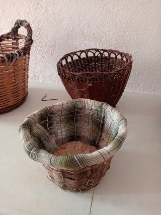 Lote 4 Cestas Mimbre Antiguas