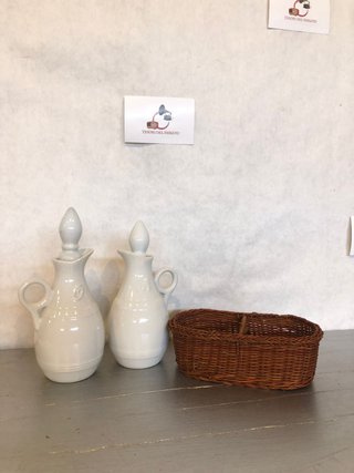 Set Olio Aceto Ceramica Vintage Cestino