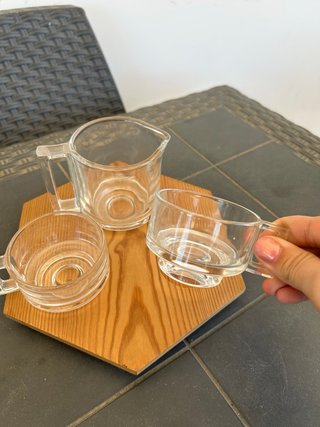 Set 3 Tazzine Vetro con Portatazze Legno