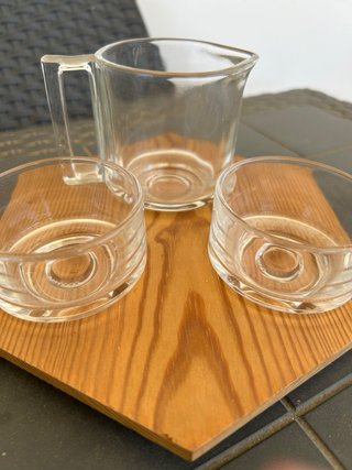 Set 3 Tazzine Vetro con Portatazze Legno