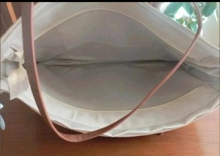 Bolso tejido beige y multicolor