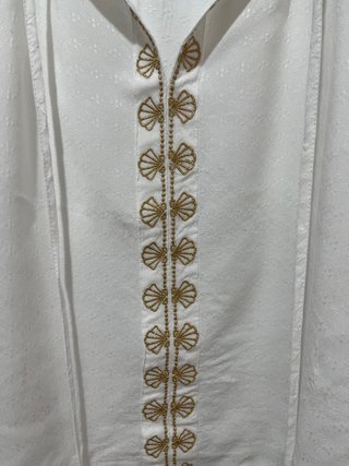 Blusa Boho Chic Blanca Bordados Dorados (Nueva)