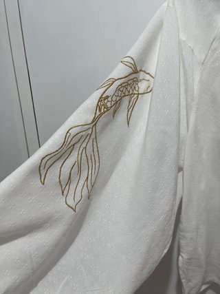 Blusa Boho Chic Blanca Bordados Dorados (Nueva)