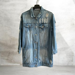 Giacca lunga in denim effetto vintage