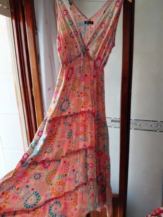 Vestido Largo Estampado India Talla L