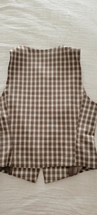 Chaleco Zara Cuadros Beige y Marrón