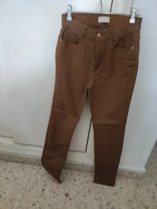 Pantalón semipiel marrón T/36