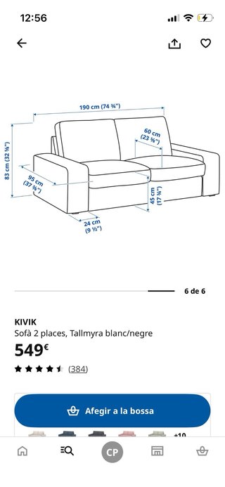 Sofá Ikea KIVIK + reposapiés Gris