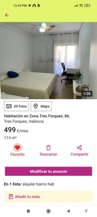 Habitación piso compartido