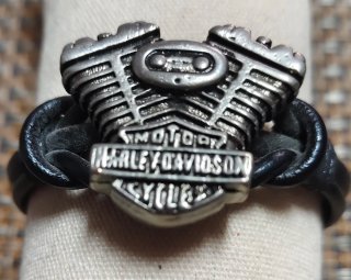 Pulsera Harley Davidson Motor y logo Cuero