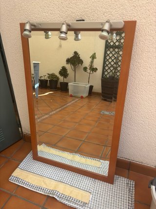 Espejo de baño madera de haya con luces